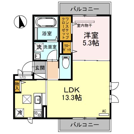 ルミエール(1LDK/1階)の間取り写真