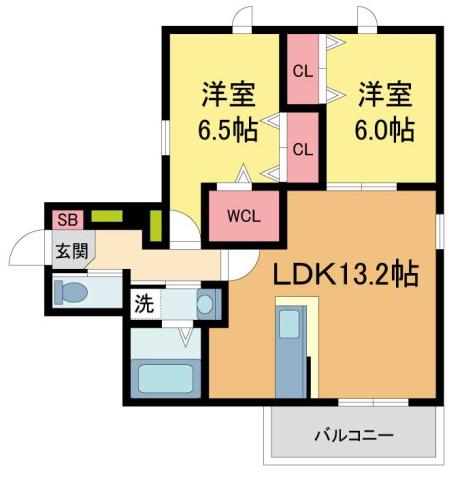 ベル フィオーレ(2LDK/3階)の間取り写真
