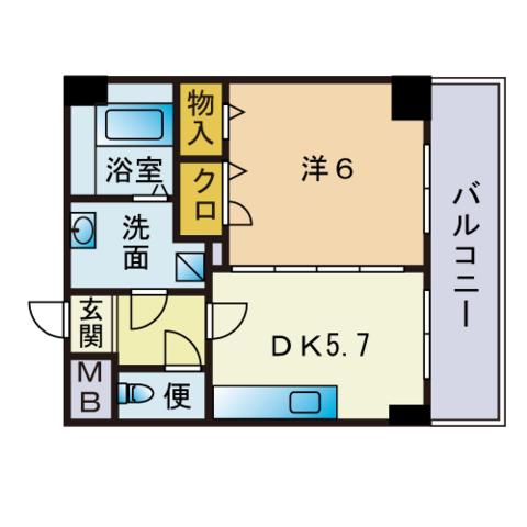 ボンメゾン2(1DK/4階)の間取り写真