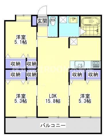 スカイコート大王(3LDK/4階)の間取り写真