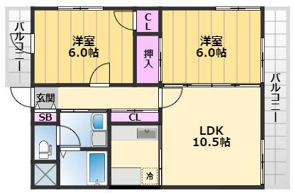 SHRIKE96(2LDK/6階)の間取り写真