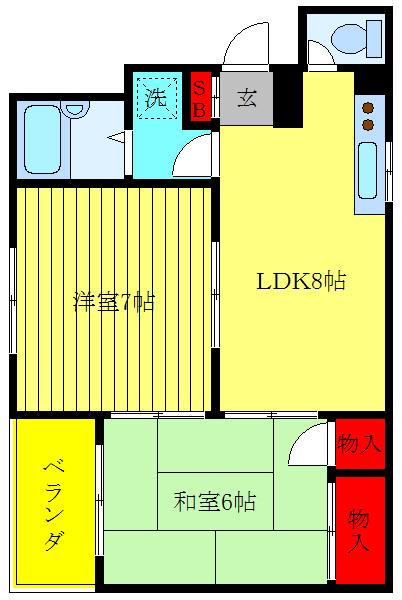 プチ・メゾン(2LDK/1階)の間取り写真