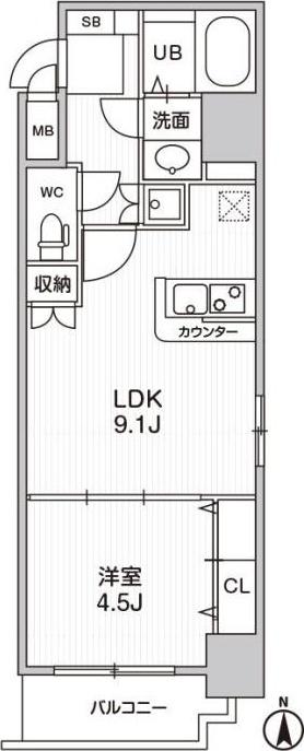 LA DOUCEUR梅田イースト(1LDK/2階)の間取り写真