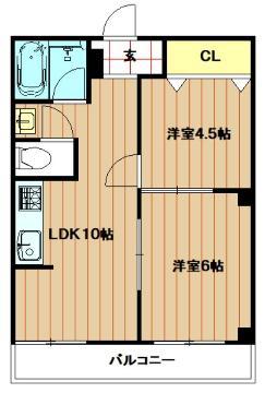 ニューライフ赤坂(2LDK/7階)の間取り写真
