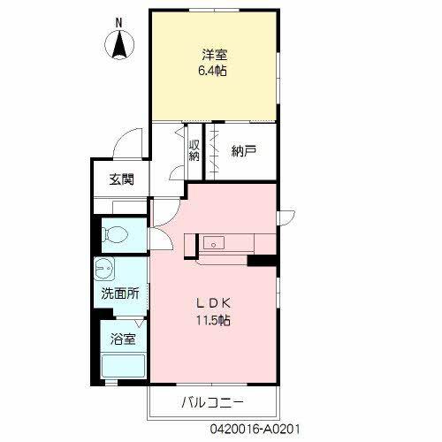 メイプルハイム A棟(1LDK/2階)の間取り写真