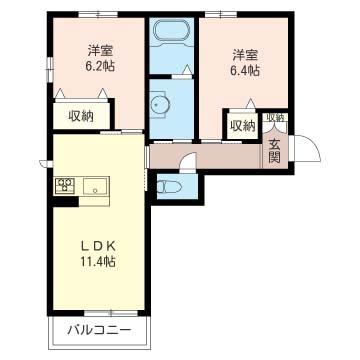 グレンディールA(2LDK/2階)の間取り写真