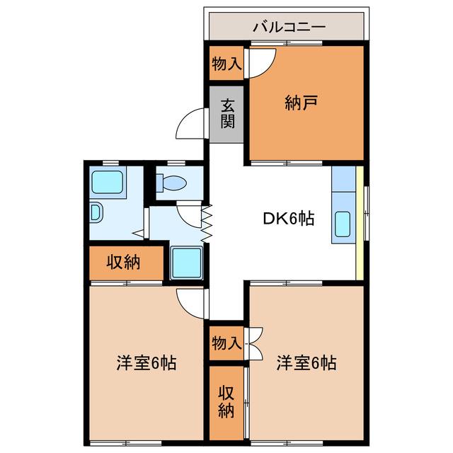 フジハイツ(2SDK/1階)の間取り写真