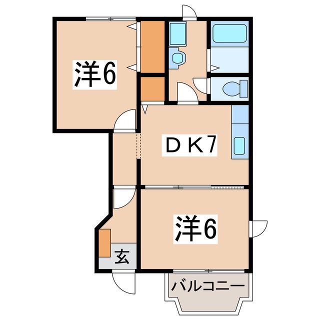 ボヌ-ル(2DK/1階)の間取り写真