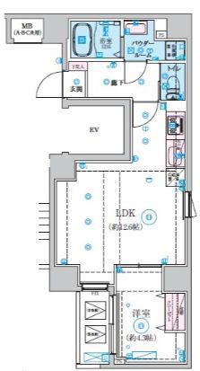 リヴシティ両国五番館(1LDK/2階)の間取り写真