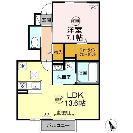GRACE I(1LDK/1階)の間取り写真