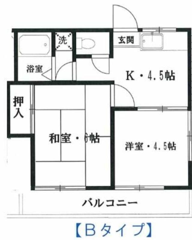 ハイシティ・戸井田(2DK/1階)の間取り写真