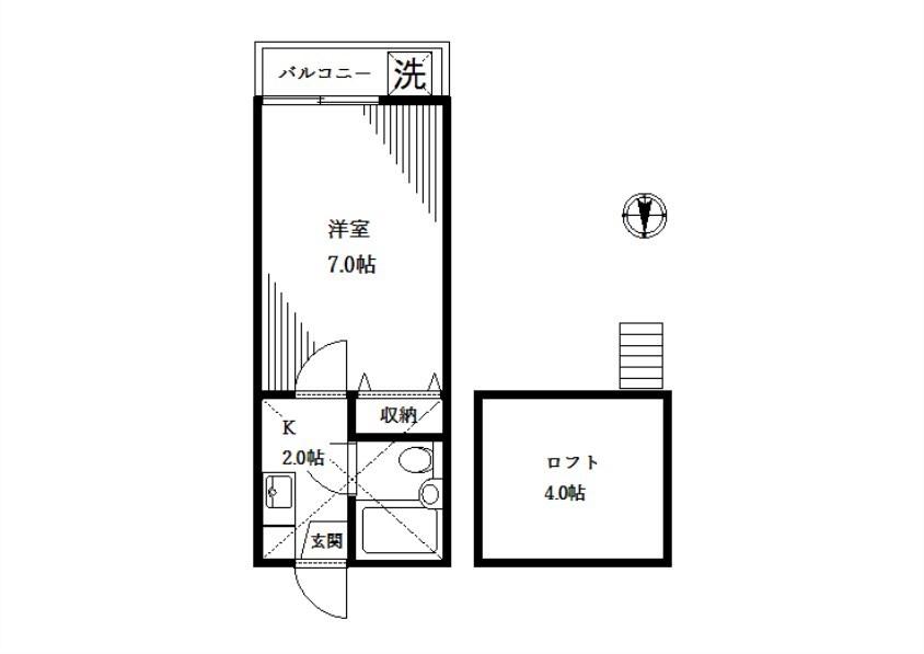 レッドバロン(1K/1階)の間取り写真