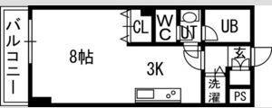 PRIME URBAN北14条(1K/4階)の間取り写真