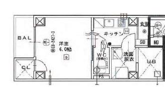 LCL大国(1K/3階)の間取り写真