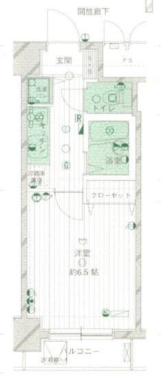 パークウェル池袋(1K/6階)の間取り写真
