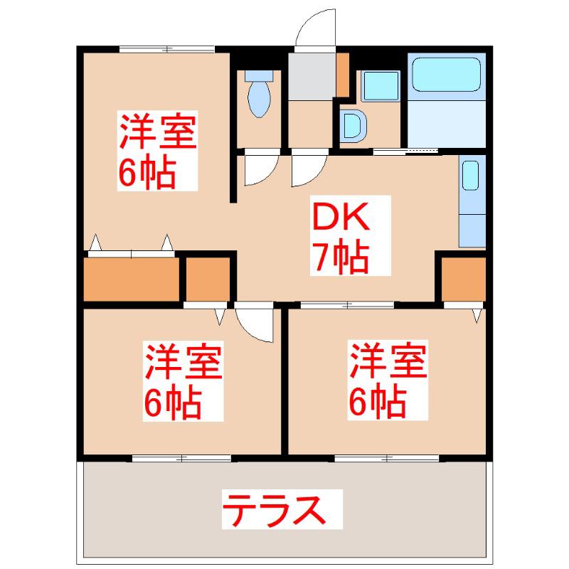 チェリーリーフ・Y(3DK/1階)の間取り写真