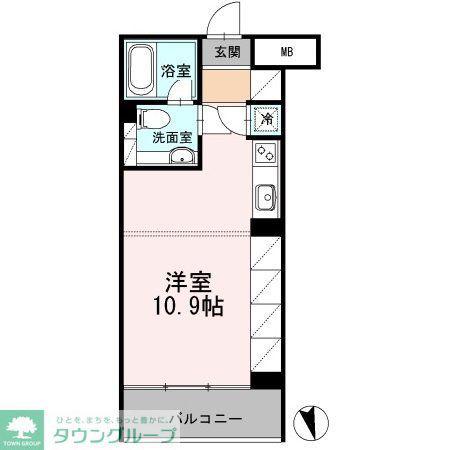 カスタリア目黒長者丸(ワンルーム/2階)の間取り写真
