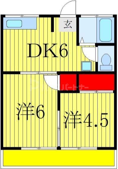 コーポサンシャイン(2DK/2階)の間取り写真