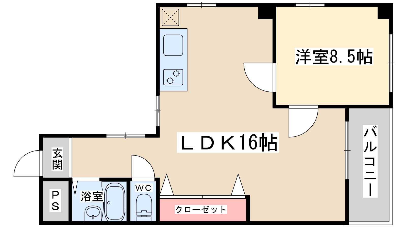 大京ビルマンション新大阪(1LDK/4階)の間取り写真