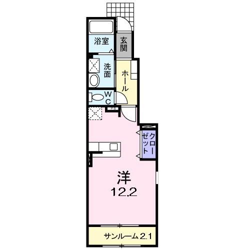 ミルキータウン城所II(ワンルーム/1階)の間取り写真