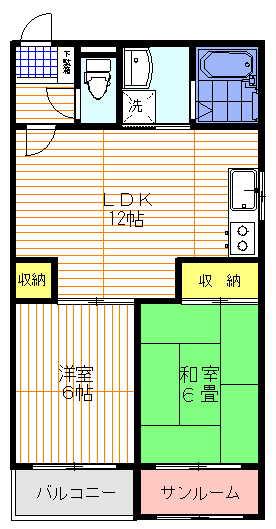 グリーンハイムIII(2LDK/2階)の間取り写真