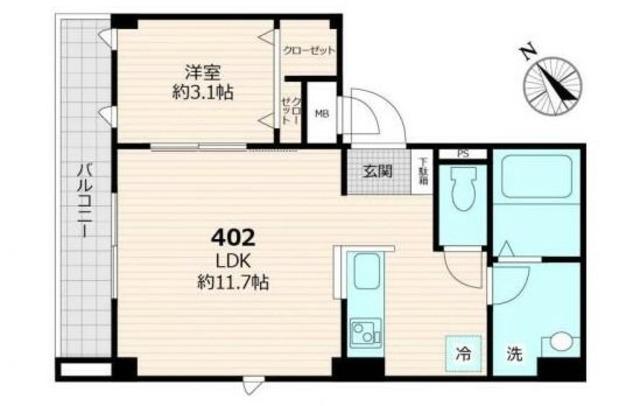 A′LA MAISON LUANA(1LDK/4階)の間取り写真