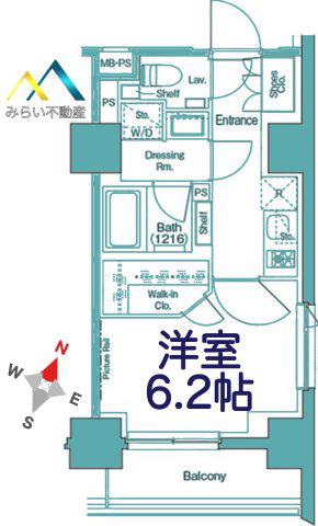 ザ・パークハビオ西横浜(1K/9階)の間取り写真