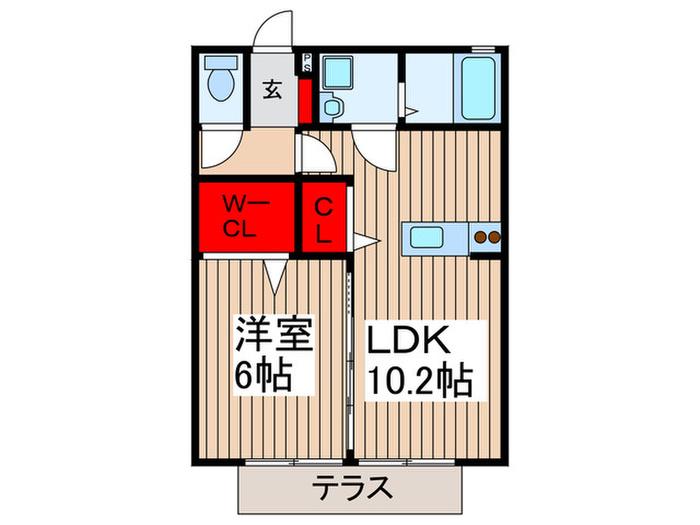 カサブランカ上木崎(1LDK/1階)の間取り写真