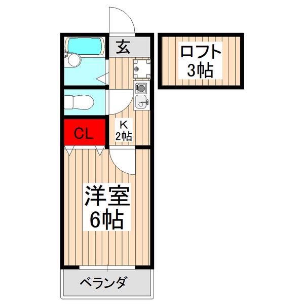 グローリーハイツ(1K/1階)の間取り写真