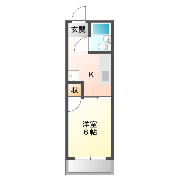 CASA FELICE(1K/4階)の間取り写真