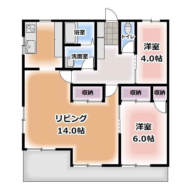 ヘーベルYS(2LDK/1階)の間取り写真