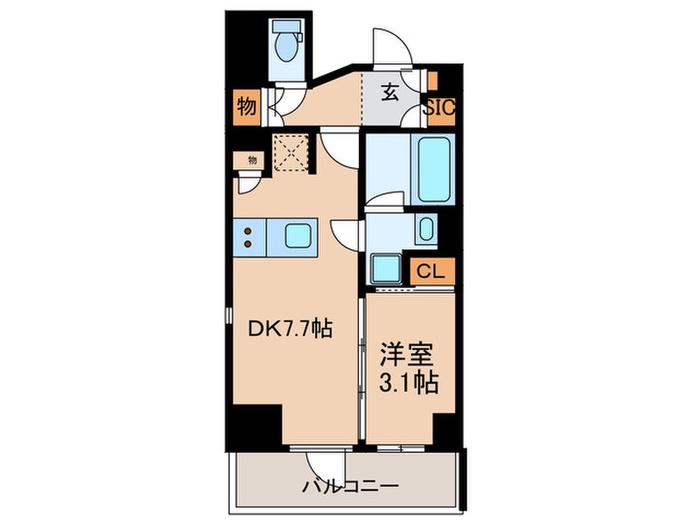 レジディア高田馬場(1DK/2階)の間取り写真