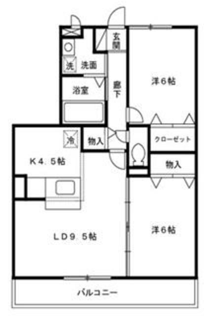 ベルデュール壱番館(2LDK/2階)の間取り写真