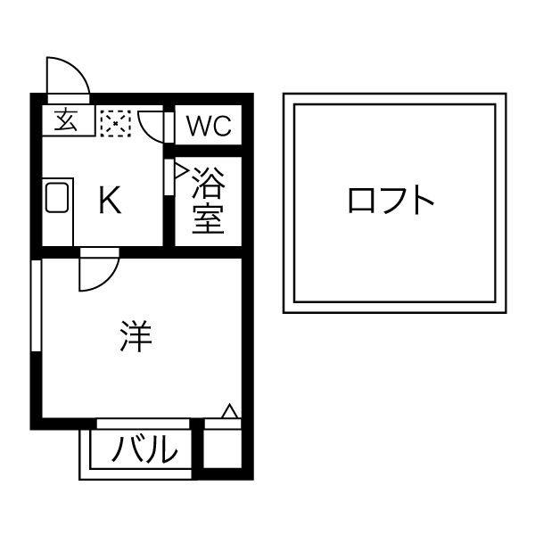 メゾンα(1K/1階)の間取り写真