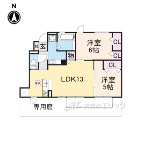 グランデュオⅠ(2LDK/1階)の間取り写真