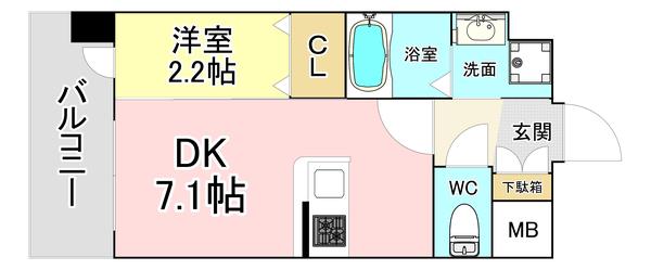 YSP八幡(1DK/6階)の間取り写真