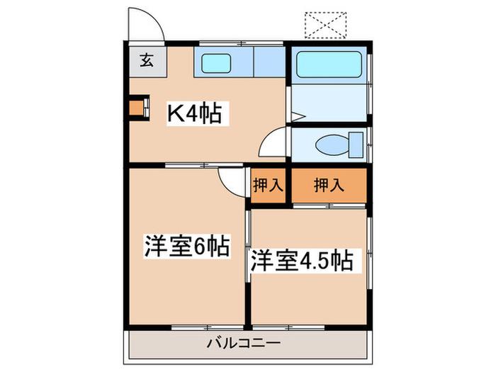 西河コーポ(2K/2階)の間取り写真