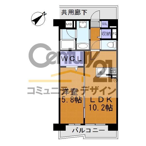 カンマキーノ6F(1LDK/6階)の間取り写真