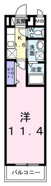 ソレイユK(1K/3階)の間取り写真