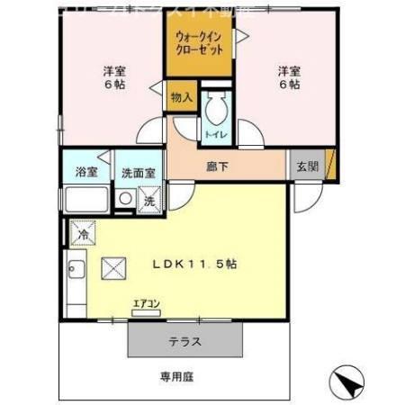 ROYALGARDEN400&16A(2LDK/1階)の間取り写真
