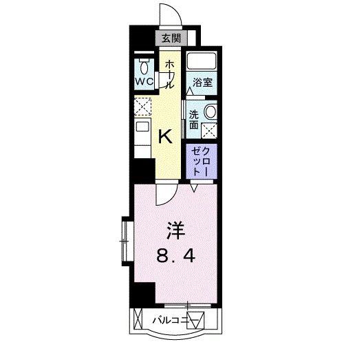 クレアール 京町(1K/6階)の間取り写真