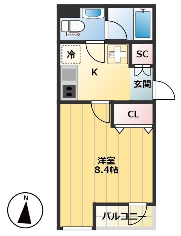 C-SQUARE RIN(1K/2階)の間取り写真