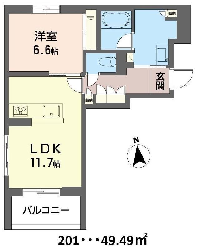 ココル・イグレック(1LDK/2階)の間取り写真