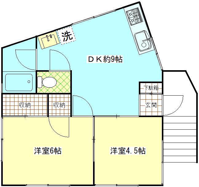 牧野店舗(2DK/2階)の間取り写真