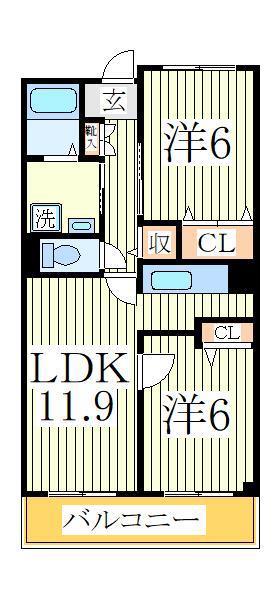 グラシュー(2LDK/1階)の間取り写真