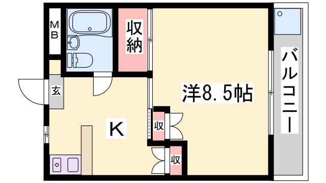 グランシード高田台(1K/1階)の間取り写真