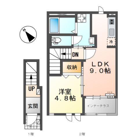 プログレス3番館(1LDK/2階)の間取り写真