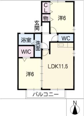 エルパセオ(2LDK/1階)の間取り写真