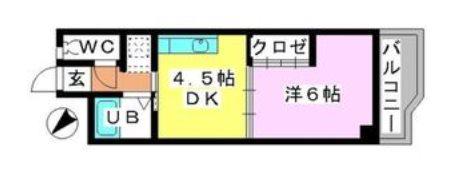 カーサ・コモーダ(1DK/1階)の間取り写真