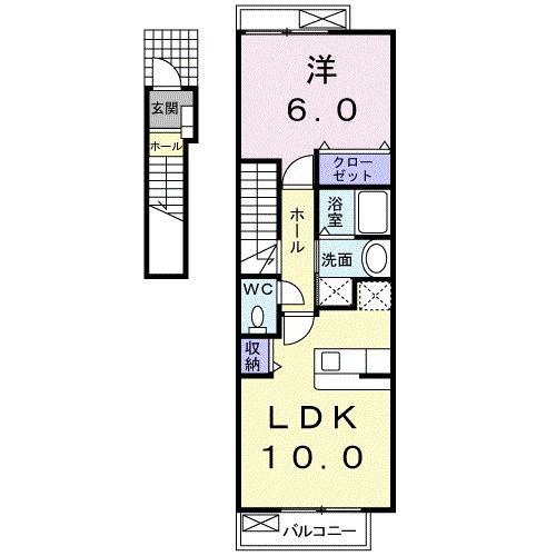 メゾン・ド・フラン(1LDK/2階)の間取り写真